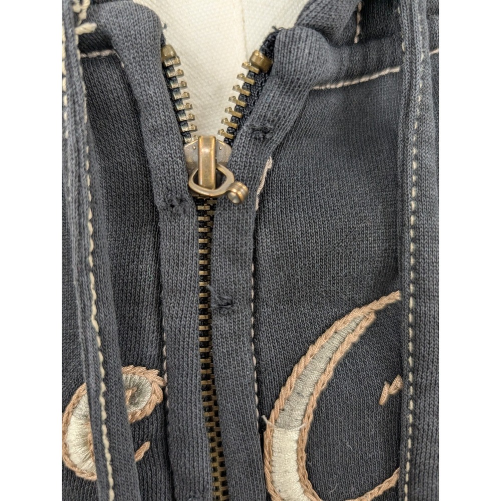 Y2K Limited Miss Me Le lotus Bleu Embroidered Distressed Skull Full Zip Hoodie M - Picture 8 of 14
